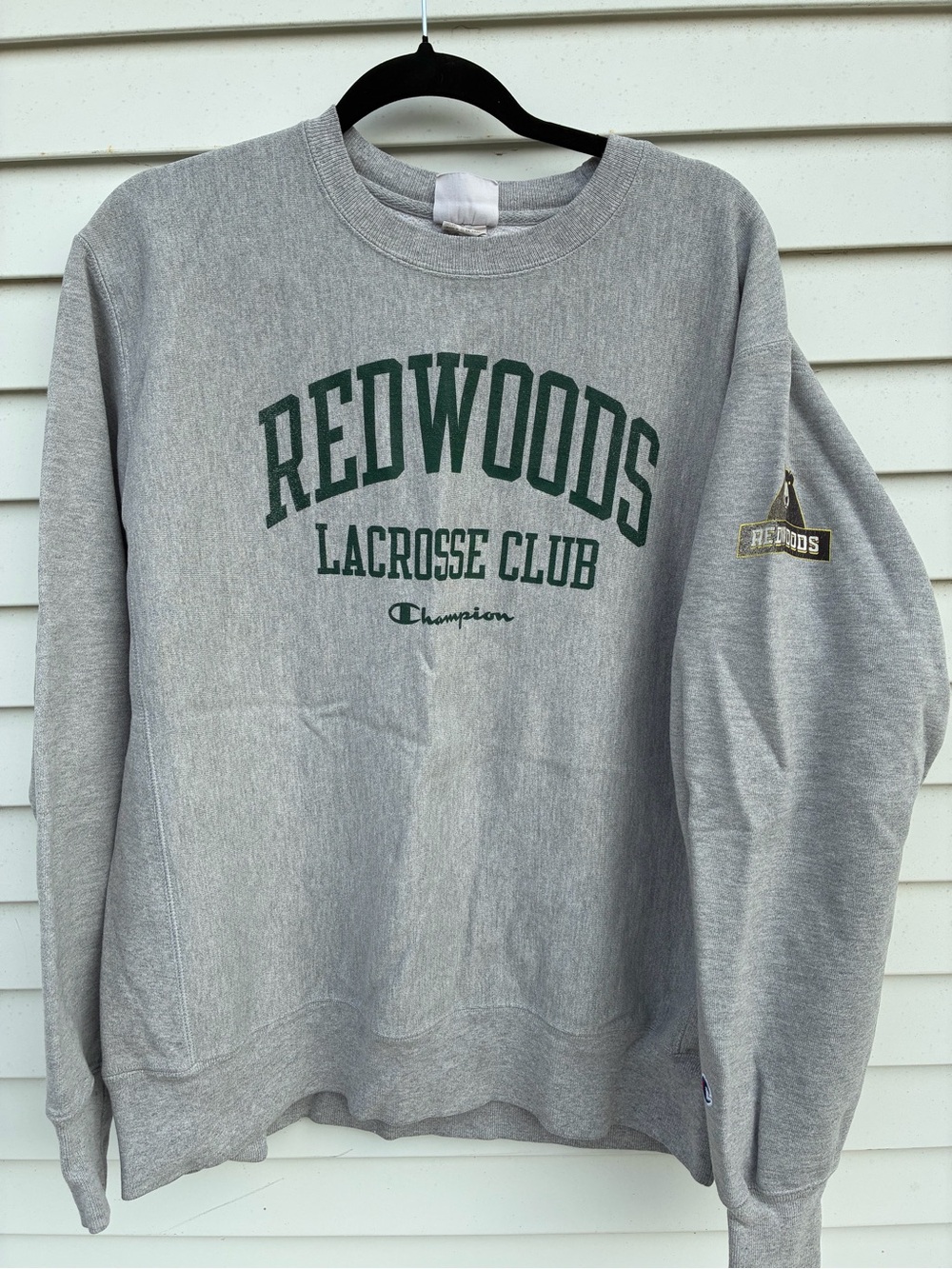 Champion Gray Redwoods Lacrosse Club Crewneck Sweatshirt with Green Logo